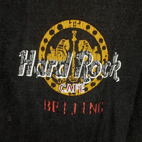 Hard Rock Cafe Beijing Size Small Black Short Sleeve T-Shirt Distressed - Picture 1 of 9